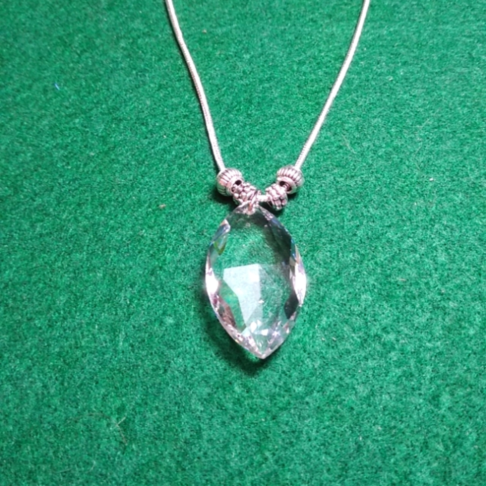 Sterling Silver Chain with Sparkling Crystal Pendant 18"